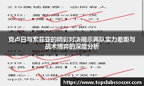 克卢日与索菲亚的精彩对决揭示两队实力差距与战术博弈的深度分析