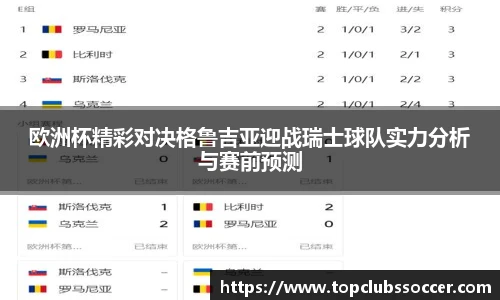 欧洲杯精彩对决格鲁吉亚迎战瑞士球队实力分析与赛前预测